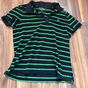 Ralph Lauren Green and Black Striped Polo Shirt